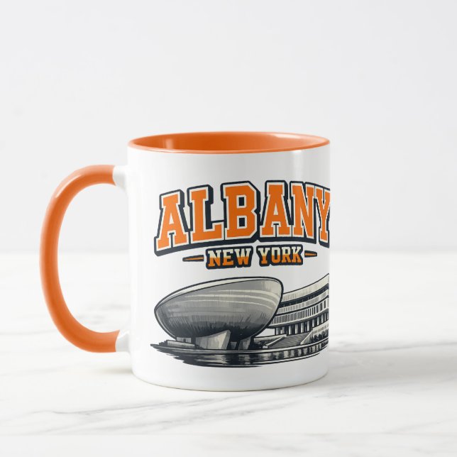 Caneca Albany, NY The Egg Design Retro Colegial (Esquerda)
