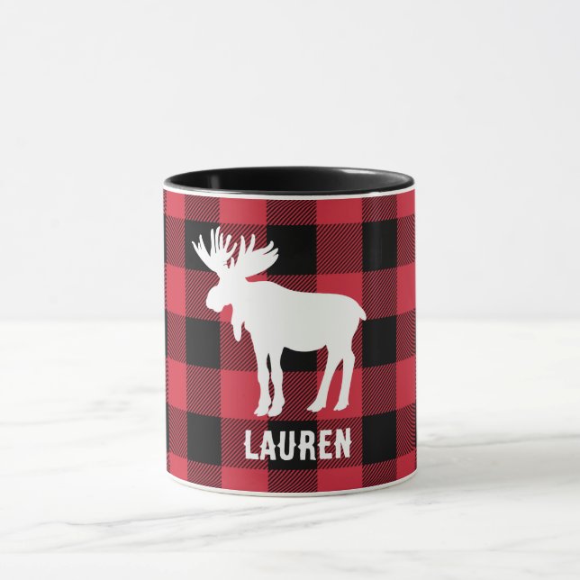 Caneca Alce Branco com Nome Red Buffalo Check Mug (Centro)