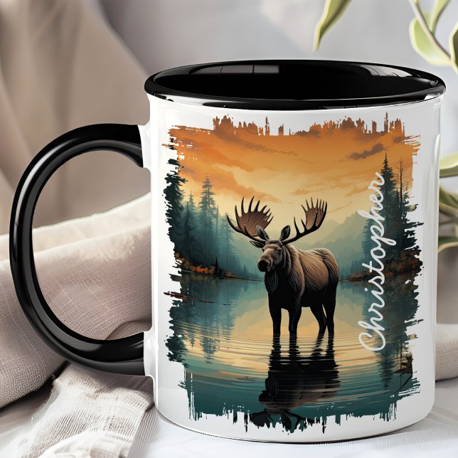 Caneca Alce no reflexo do Sunrise Lake (Criador carregado)