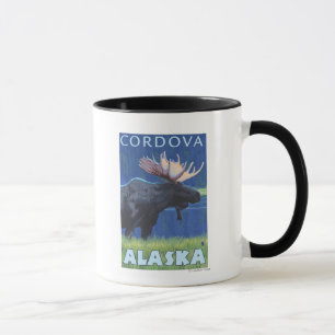 Caneca Alces na noite - Cordova, Alaska