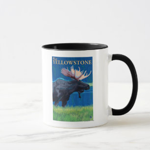 Caneca Alces na noite - Yellowstone ocidental, Montana