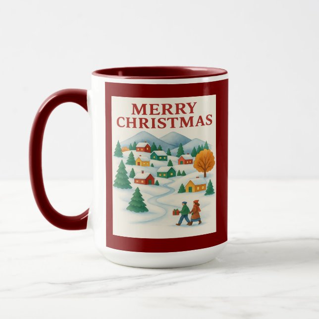 Caneca Aldeia de Inverno Natal Aconchegante (Esquerda)