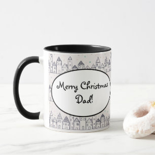 Caneca Aldeia de Natal da Página de Coloração na Neve