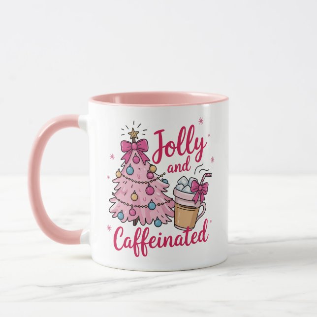 Caneca Alegre & Cafeinada Café Natal Retro Tendência  (Esquerda)