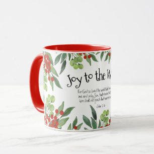 Caneca Alegria ao Mundo João 3:16 Fé Vermelha Natal