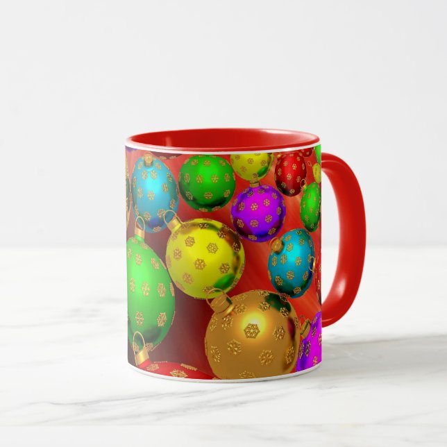 Caneca Alegria de Enfeites de Natal (Frente Esquerda)