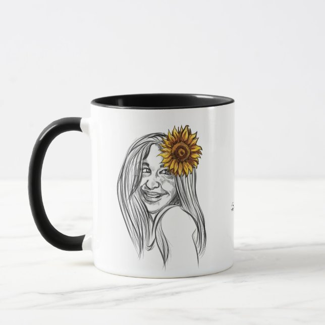 Caneca Alegria de Girassol para Aniversários de Setembro (Esquerda)