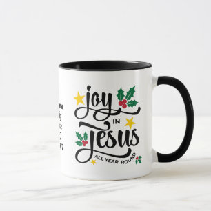Caneca Alegria em Jesus Natal Cristão Personalizado