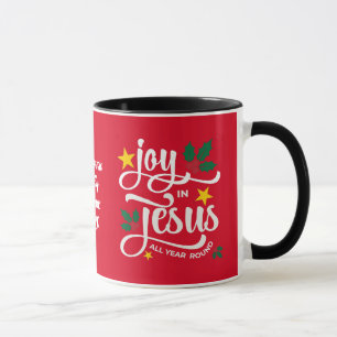 Caneca Alegria em Jesus Nome da Família Natal Cristão
