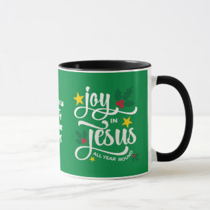 Caneca Alegria em Jesus Nome da Família Natal Cristão 