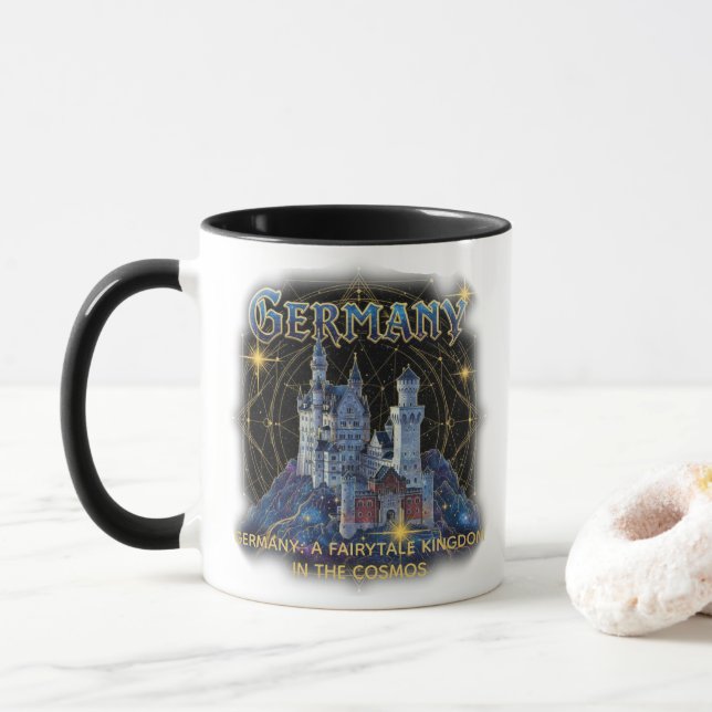 Caneca Alemanha Celestial Castelo Neuschwanstein Arte (Com Donut)