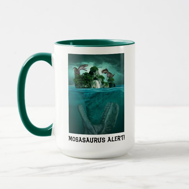 Caneca Alerta de Mosassauro! Personalizar o Jurassic Worl (Esquerda)
