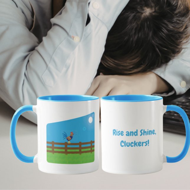 Caneca Alevante-se e Brilhe Cluckers Galo Engraçado (Criador carregado)