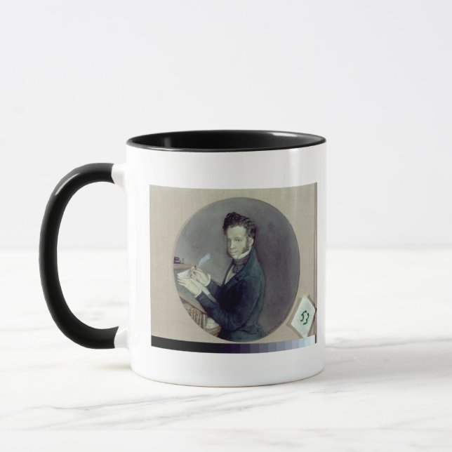 Caneca Alexander Pushkin no trabalho, 1899 (Esquerda)