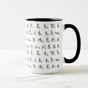 Caneca Alfabeto americano do linguagem gestual em preto e