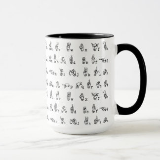 Caneca Alfabeto americano do linguagem gestual em preto e
