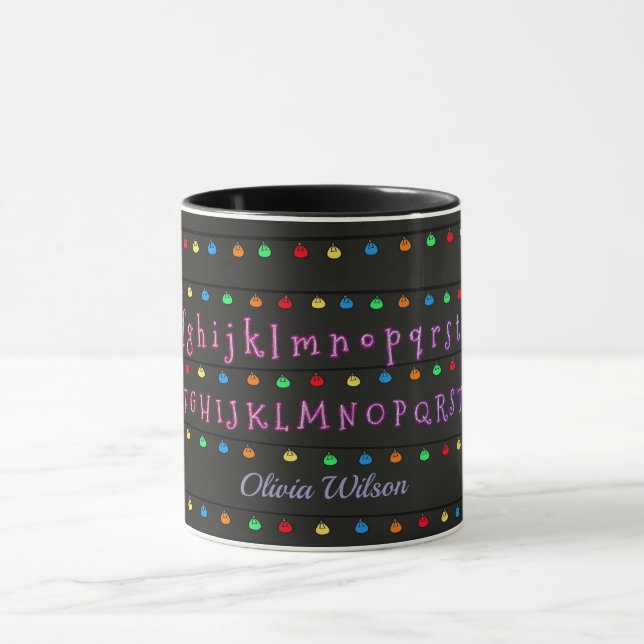Caneca Alfabeto Neon Brilhante com Luzes Festivas (Centro)