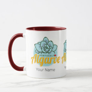 Caneca Algarve Portugal Flor Suculta Souvenir