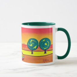 Caneca Algodão irlandês ao pôr do sol com árvores mug