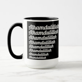 Caneca Alhamdulillah Typografia White em Monograma Negro