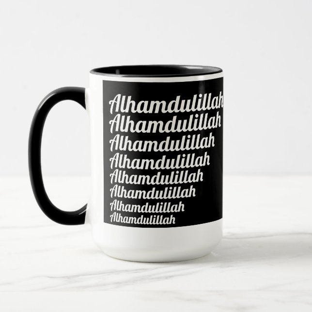 Caneca Alhamdulillah Typografia White em Monograma Negro (Esquerda)