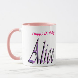 Caneca Alice, Feliz Aniversário, Coffee Pink