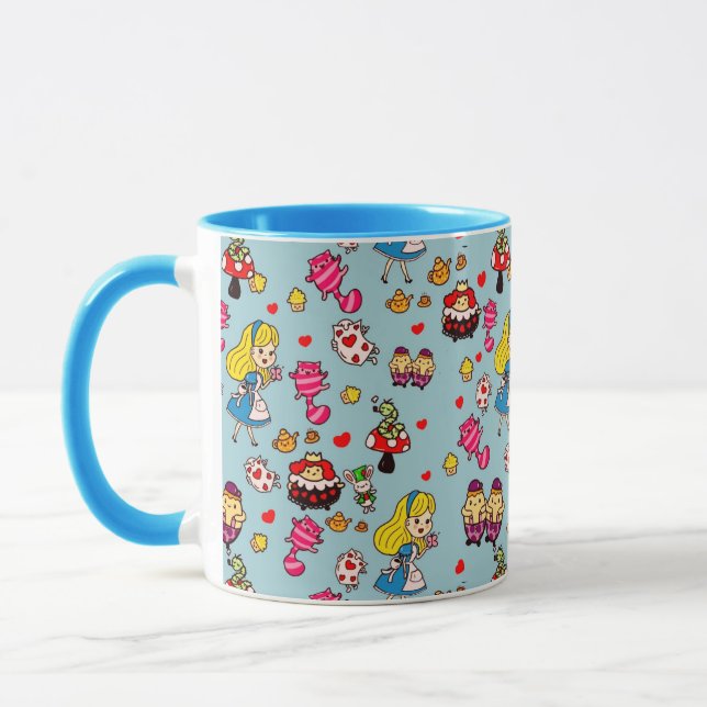 Caneca Alice Wonderland Mad Hatter Cat Doodle Art de Leah (Esquerda)