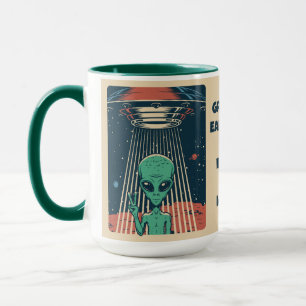 Caneca Alienígena de OVNI de Texto Personalizado