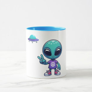 Caneca Alienígena de paz e nave espacial