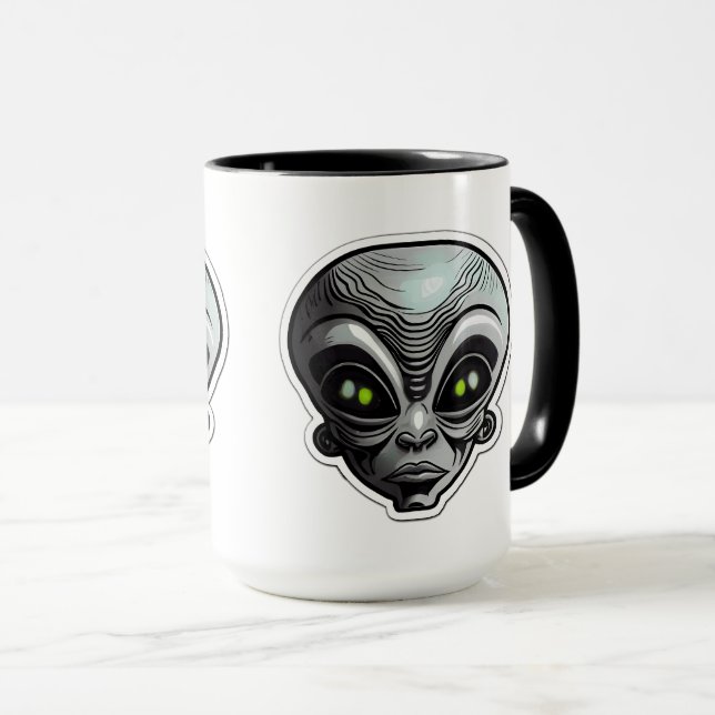Caneca Alienígena Sticker Art Combo Mug, 15 oz (Frente Esquerda)