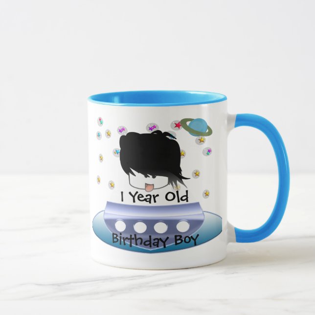 Caneca Alienígenas verdes fofos do espaço sideral com nav (Direita)