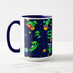 Caneca Aliens Cute Personalizados no Espaço