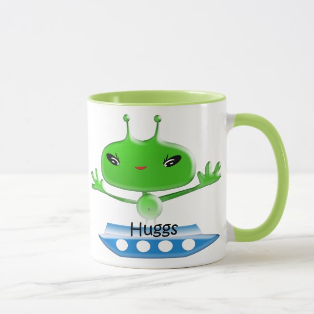 Caneca Aliens de Espaço Exterior Verde e Bonito com Embar (Direita)