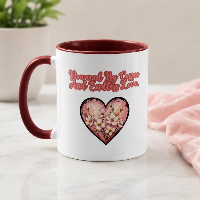 Caneca Alimentado por Café e Amor Sem Fim Vida de Mãe (Criador carregado)
