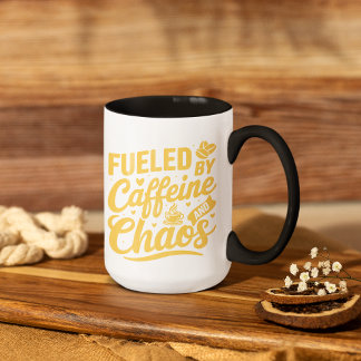 Caneca Alimentado por Cafeína e Caos Divertido Sarcástico