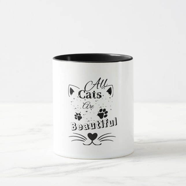 Caneca All Cats Are Beautiful – Minimal Cute Cat Design (Centro)