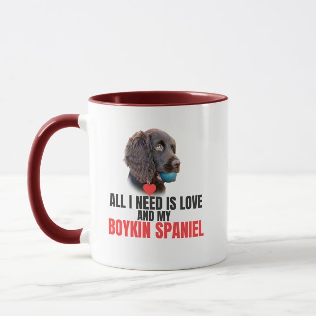 Caneca All I Need Is Love and My Boykin Spaniel Gift (Esquerda)