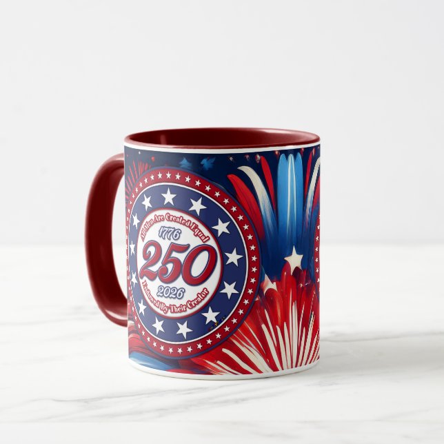 Caneca All Men Are Created Equal Red White Blue Graphic F (Frente Esquerda)