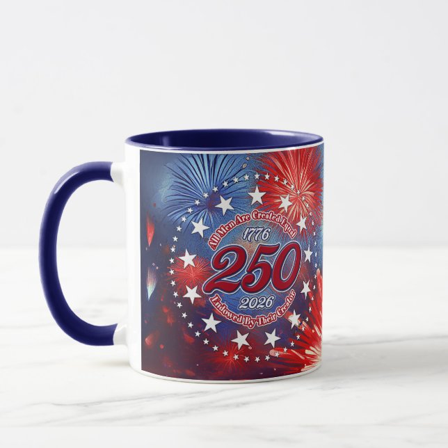 Caneca  All Men Are Created Graphic Fireworks Burst (Esquerda)