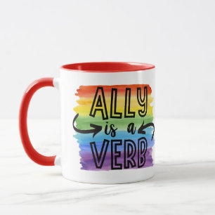 Caneca Ally é um Orgulho LGBTQ+ Verb Rainbow Watercolor