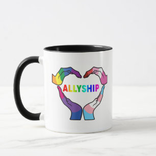 Caneca Allyship Heart LGBT Support Protect Kids Rainbow F
