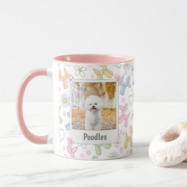 Caneca Almofada de Arremesso de Poodle de Foto Customizad (Com Donut)