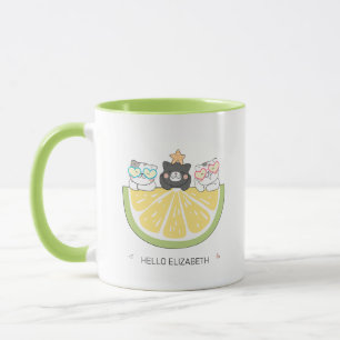 Caneca Alô Summer - Gatos de Doodle e Lã de Fatia de Limã