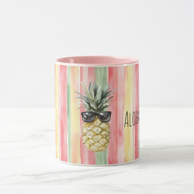 Caneca Aloha Tropical Pink Mint Yellow Green Pineapple (Centro)