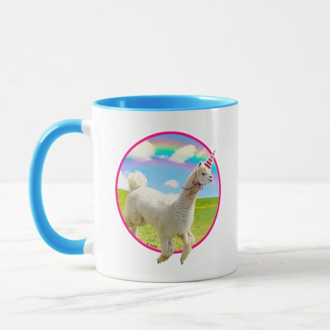 Caneca Alpaca Unicorn Sob O Rainbow Sky (Esquerda)