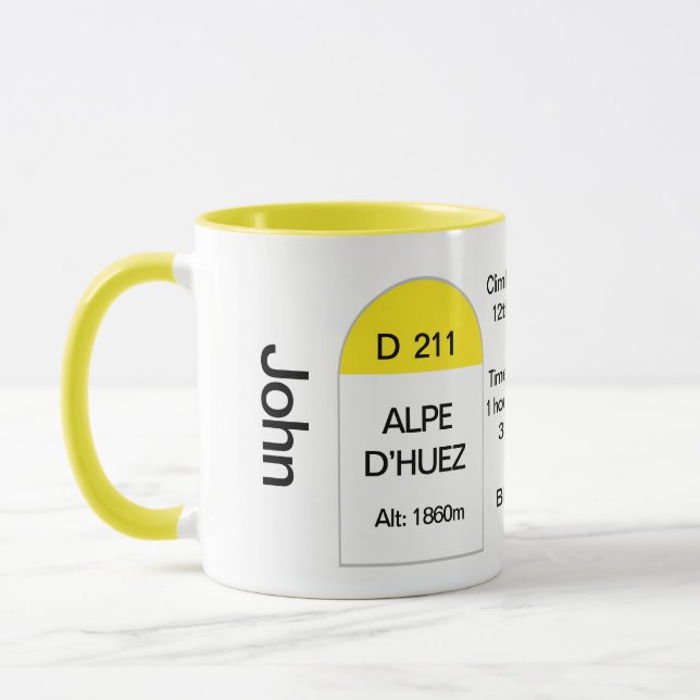Caneca Alpe dhuez marcador de estrada francês, bicicleta  (Esquerda)