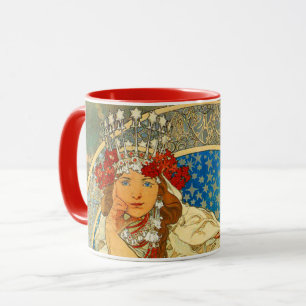 Caneca Alphonse Mucha Art Nouveau Princess Hyacinth