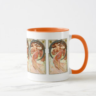 Caneca Alphonse Mucha - arte feminino de Nouveau - dança