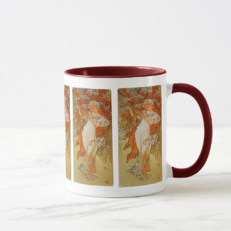 Caneca Alphonse Mucha - arte Nouveau - primavera