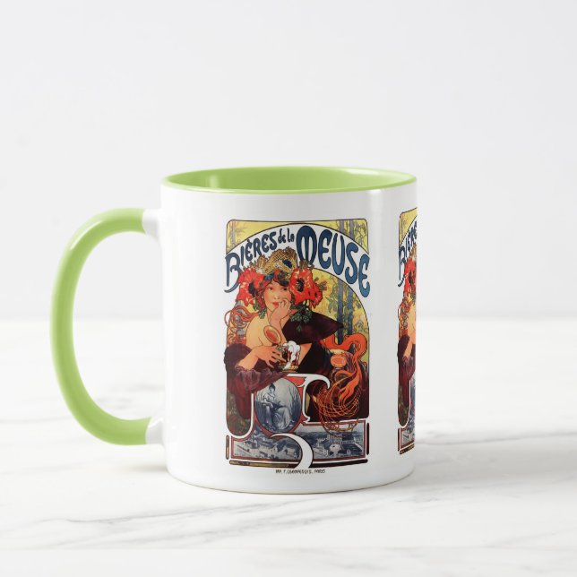 Caneca Alphonse Mucha , Bières de la Meuse , 1897 (Esquerda)